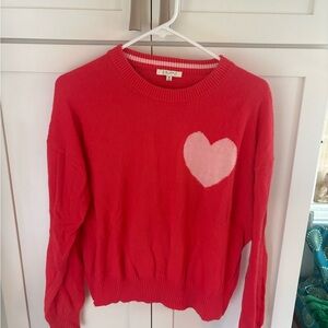 Z Supply Red Sweater with Pink Heart